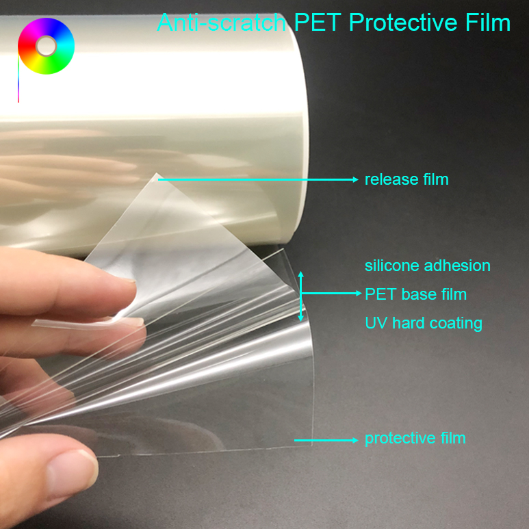 220micron UV Hard Coating Anti-scratch Silicone Adhesion Polyester PET Protective Film with PET Liner