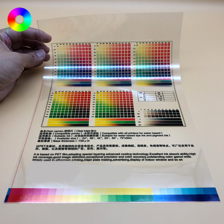 Inkjet Grade A4 Size 107micron PET Base Film Transparent OHP Film for Inkjet Printer