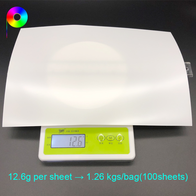 weight for inkjet grade white medical film 155μm A4 155μm 6.1 mil 8.3“×11.7” A4 Size Porcelain White Inkjet Grade PET Medical Film for Printing