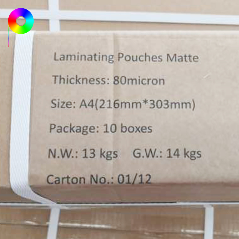 80μm A4 Size 216mm*303mm Matte Polyester Thermal laminating Film for Pouch Laminator