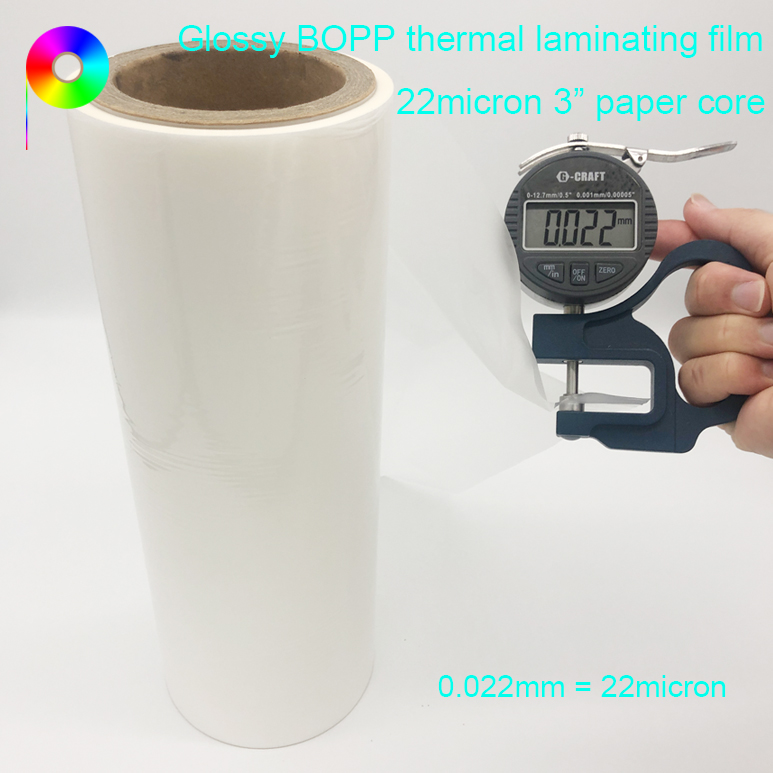 22micron 76mm Core Glossy BOPP Based Thermal Lamination Film for Prints Laminating