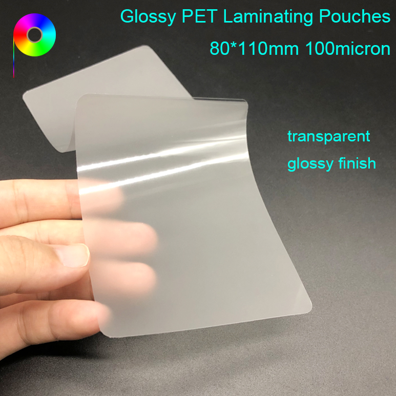 100micron 80*110mm Premium Quality Transparent Glossy PET Laminating Pouches