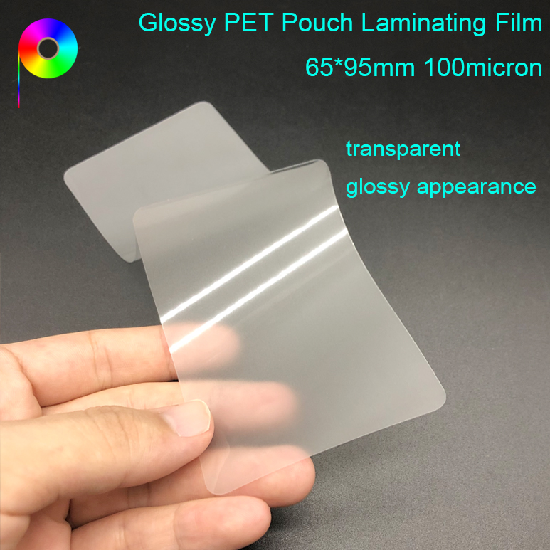 65*95mm 100micron 4mil Heat Sealed Transparent Glossy PET Pouch Laminating Film