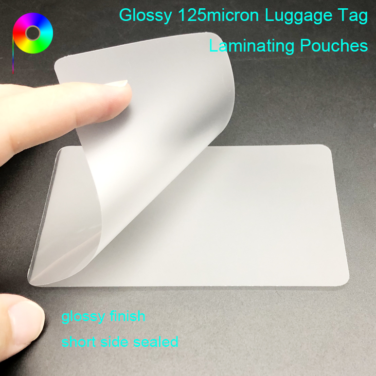 2 1/2" x 4 1/4" 64mm x 108mm 125micron Glossy Heat Seal Luggage Tag Laminating Pouches
