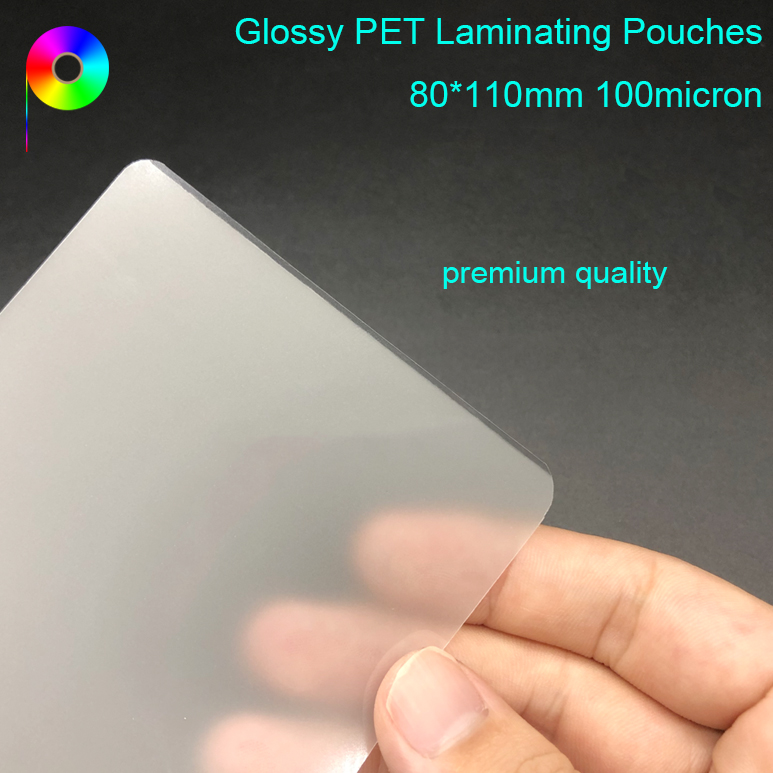 100micron 80*110mm Premium Quality Transparent Glossy PET Laminating Pouches