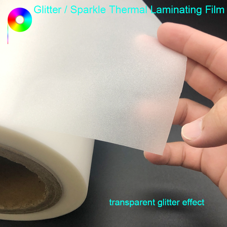 Sparkle Effect 3inch Core Custom Size 115micron Transparent Glitter CPP Thermal Laminating Film
