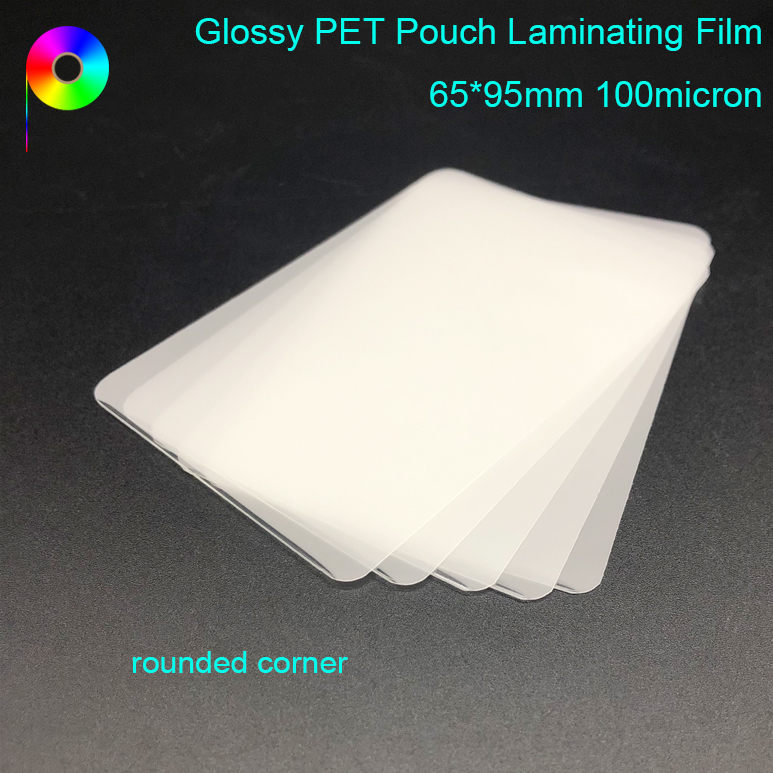 65*95mm 100micron 4mil Heat Sealed Transparent Glossy PET Pouch Laminating Film