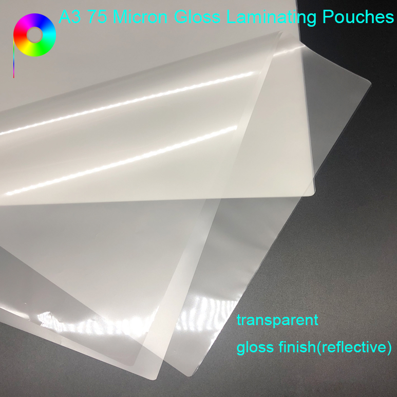 A3 2 * 75 Micron Transparent Gloss Finish Laminating Pouches Pack of 100 Sheets