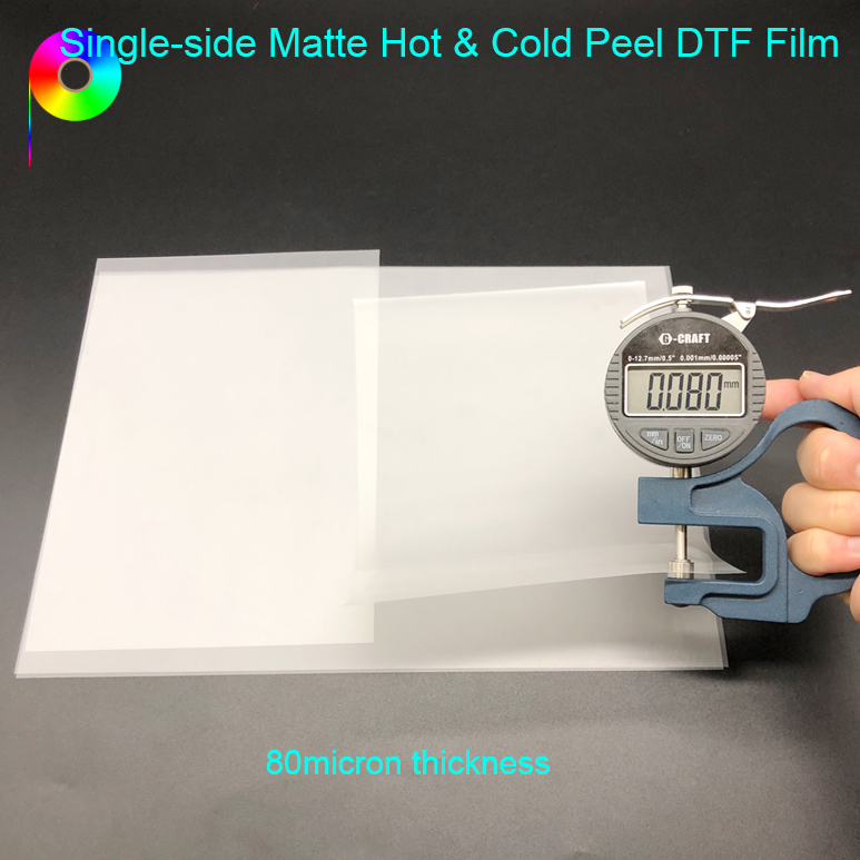 80micron Single-side Matte Hot & Cold Peel DTF Transfer Film Sheet
