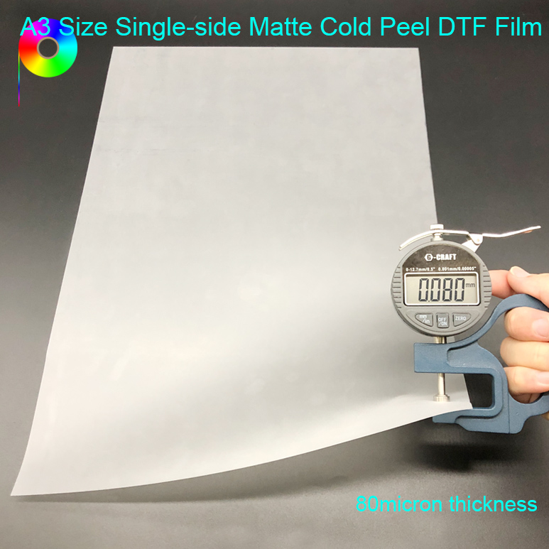 Cold Peel A3 Sheet Size Single Side Matte Heat Transfer DTF Film
