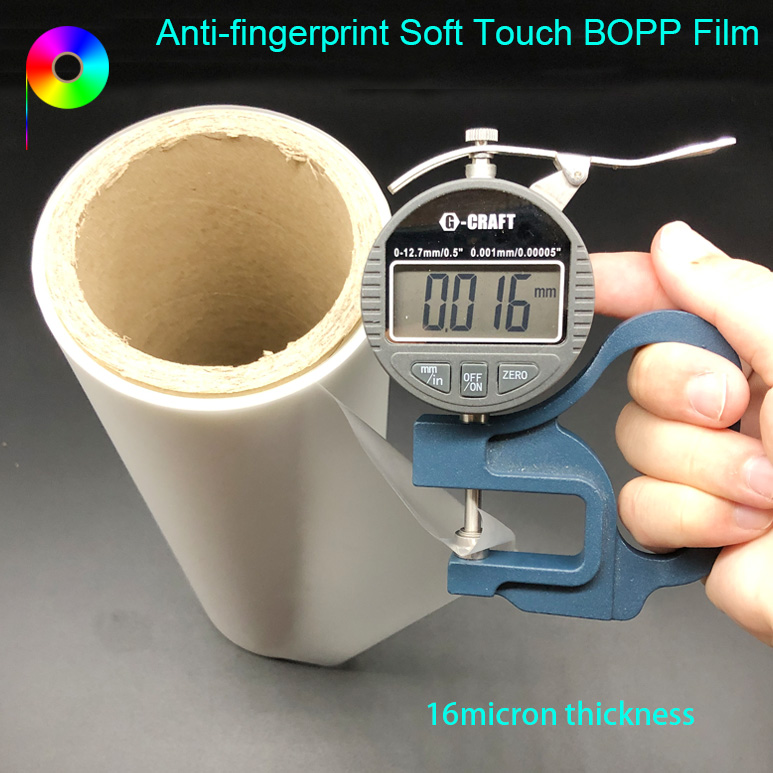 16micron Anti-fingerprint Velvet Soft Touch BOPP Film for Wet Lamination or EVA Coating