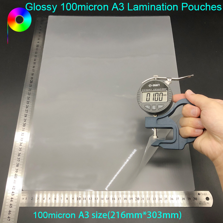 A3 Size 100micron Glossy PET Hot Laminating Pouches for Lamination
