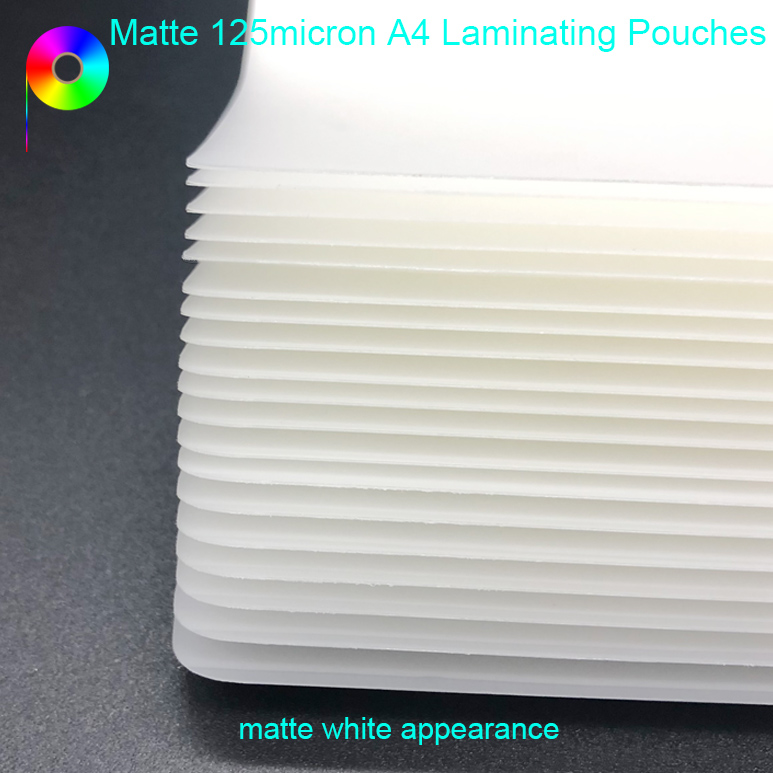 125micron Matte Appearance PET Pouch Laminating Film Sheets A4 Size for Home and Office