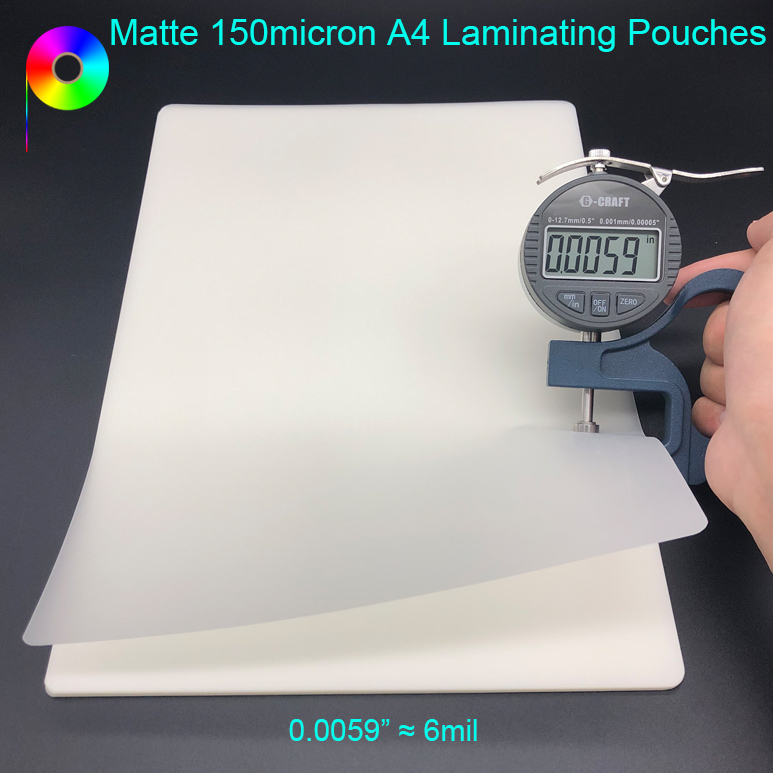150micron 6mil A4 Size Matt PET Heat Laminating Film Pouch for A4 Prints Lamination