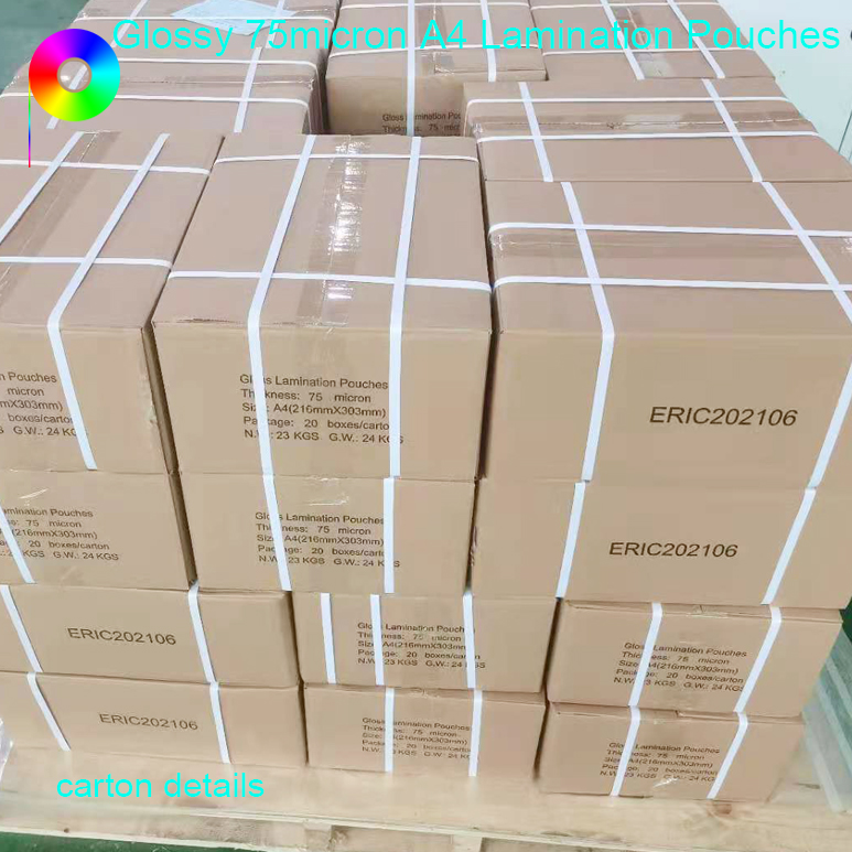 3mil 8.5''×11.9'' 75micron A4 Size Gloss Polyester Lamination Film for Prints Lamination