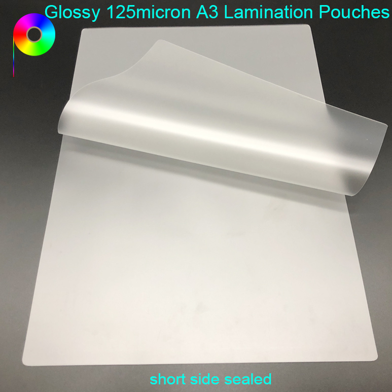 125micron A3 Size Short Side Sealed Glossy Laminating Pouches Film