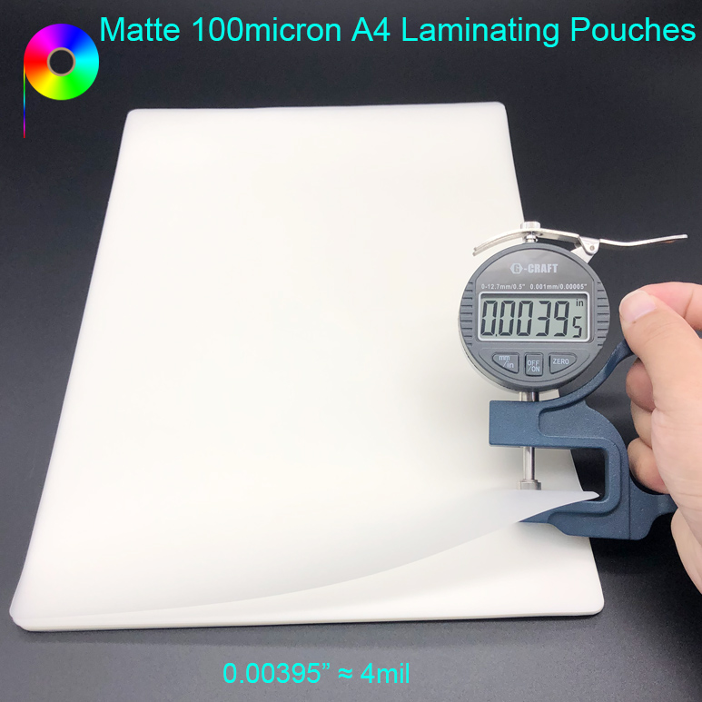 Free Sample 100micron A4 PET Plastic Matt Laminating Pouches for Document Lamination