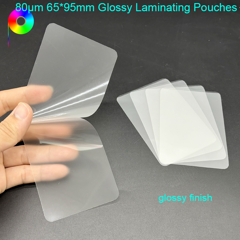 80micron 65*95mm Size Glossy Laminating Pouches For Product Tags