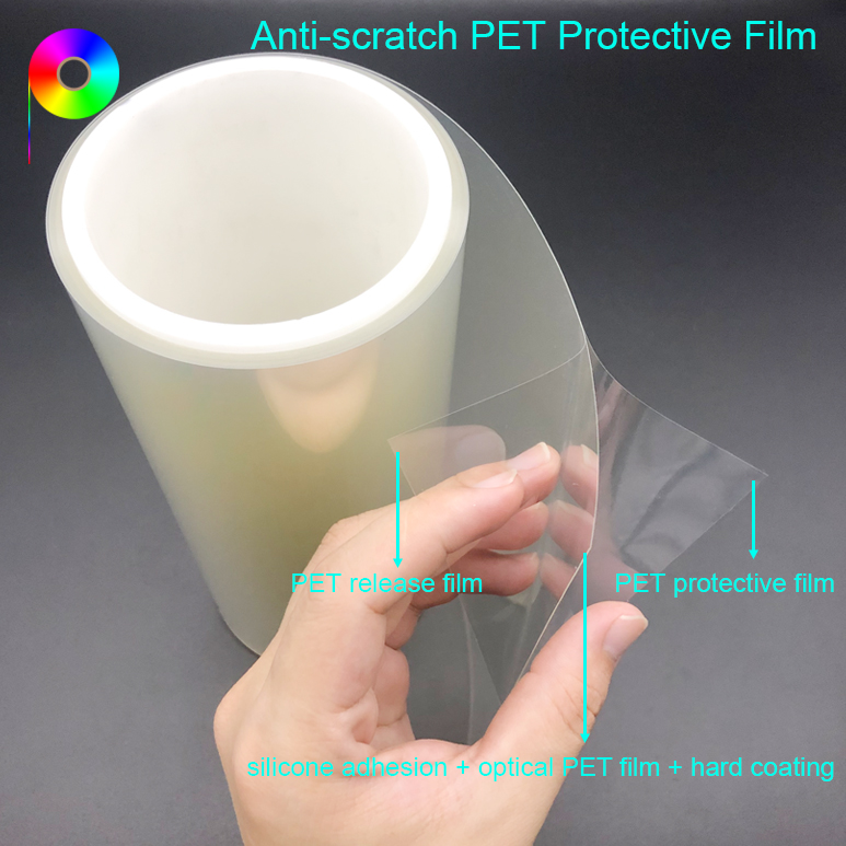 220micron UV Hard Coating Anti-scratch Silicone Adhesion Polyester PET Protective Film with PET Liner