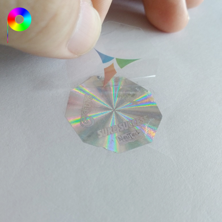 custom printing one-time use hologram sticker One-time Use Various Colors or Sizes Security Hologram Sticker with Custom Hologram