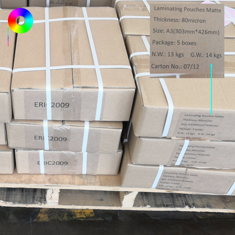 laminating pouches matte 80micron A3 packing Moisture Proof and Soft PET EVA 3.15mil 80micron 50/30 A3 Matte Laminating Pouches