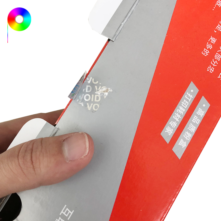 silver tamper evident label Partial Transfer Custom Tamper Proof PET Tamper Evident Film with Customized Color