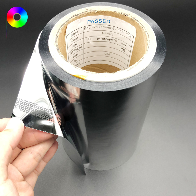 beehive tamper evident film roll Small Beehive 25micron Silver Tamper Evident Honeycomb Film for Hologram Sticker Making