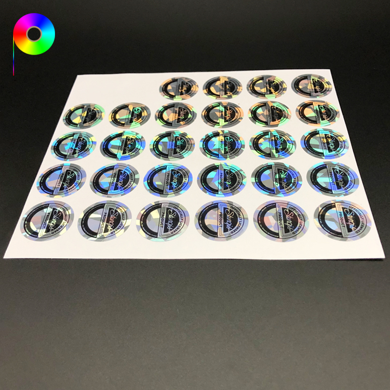 metalized permanent hologram label Custom Metalized Hologram Permanent Holographic Security Label with Brand Logo Printing