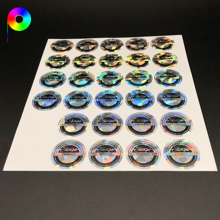 permanent holographic label Custom Metalized Hologram Permanent Holographic Security Label with Brand Logo Printing