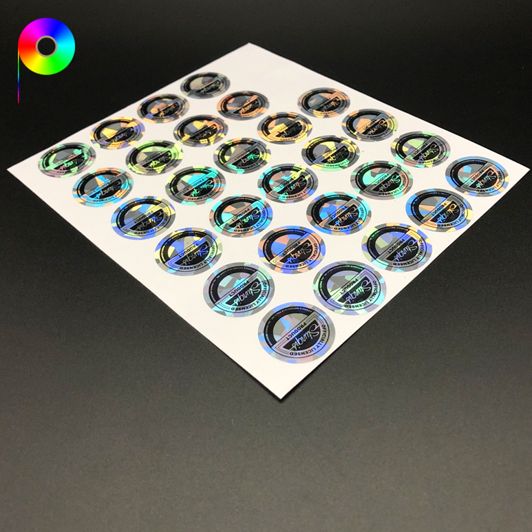 brand logo printed permanent holographic label Custom Metalized Hologram Permanent Holographic Security Label with Brand Logo Printing
