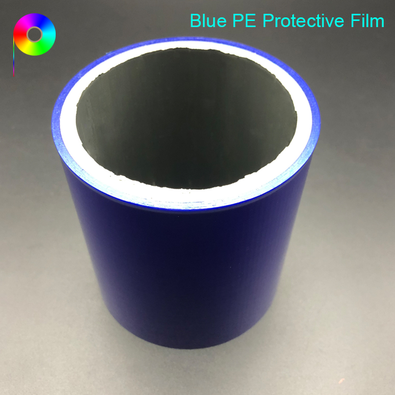 PE protective plastic film 65micron 300 g/25mm High Adhesion Transparent and Blue Color PE Protective Plastic Film