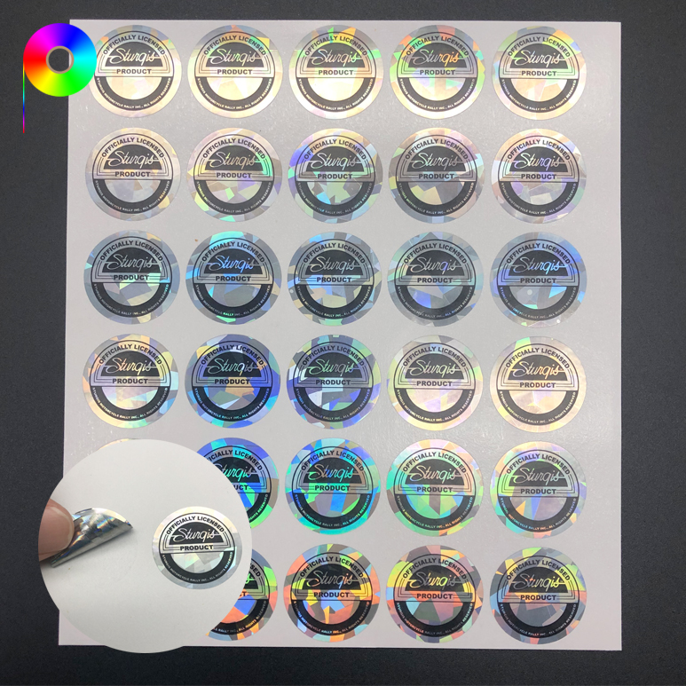 permanent hologram sticker Custom Metalized Hologram Permanent Holographic Security Label with Brand Logo Printing
