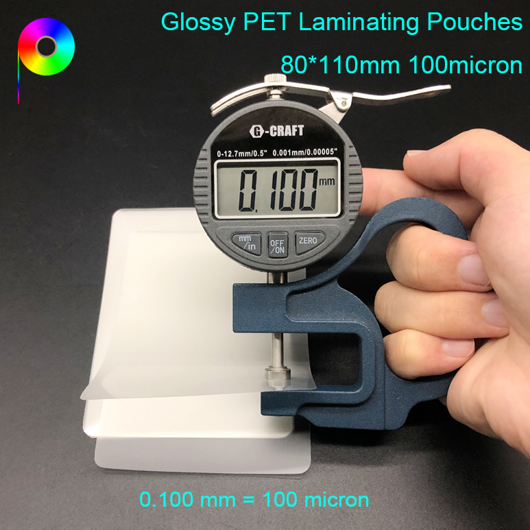 100micron 80*110mm Premium Quality Transparent Glossy PET Laminating Pouches