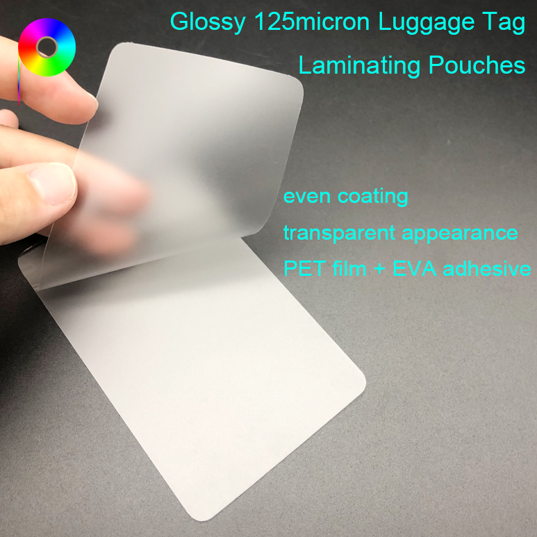 2 1/2" x 4 1/4" 64mm x 108mm 125micron Glossy Heat Seal Luggage Tag Laminating Pouches