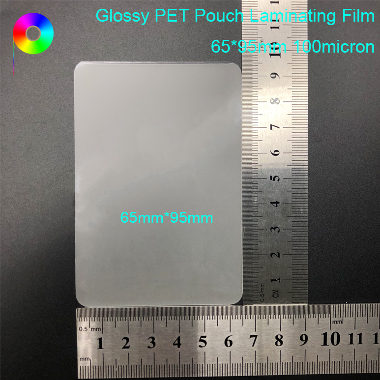 65*95mm 100micron 4mil Heat Sealed Transparent Glossy PET Pouch Laminating Film