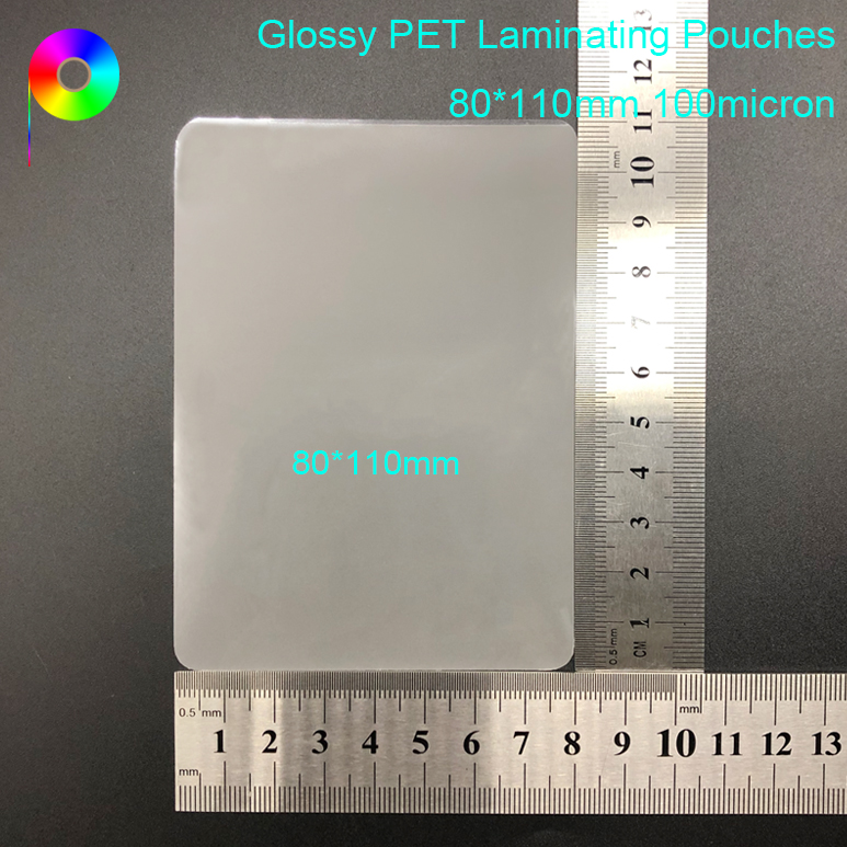 100micron 80*110mm Premium Quality Transparent Glossy PET Laminating Pouches