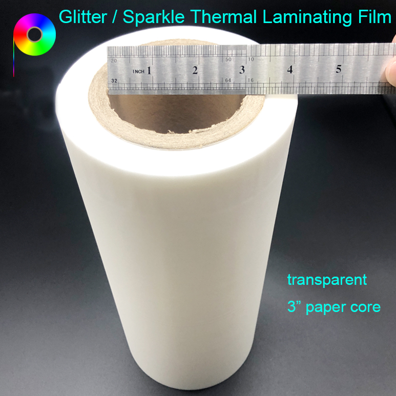 Sparkle Effect 3inch Core Custom Size 115micron Transparent Glitter CPP Thermal Laminating Film