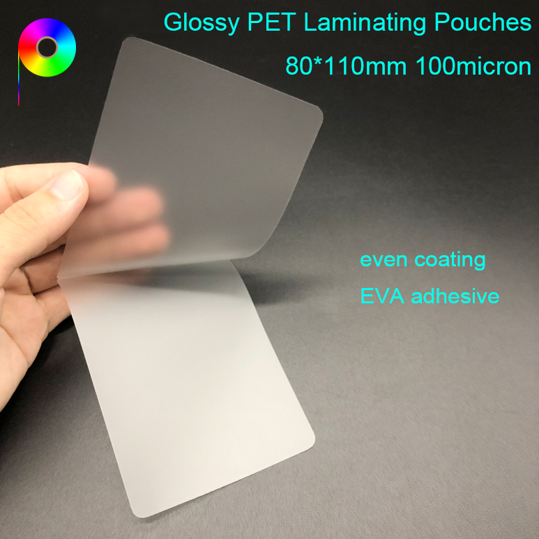 100micron 80*110mm Premium Quality Transparent Glossy PET Laminating Pouches