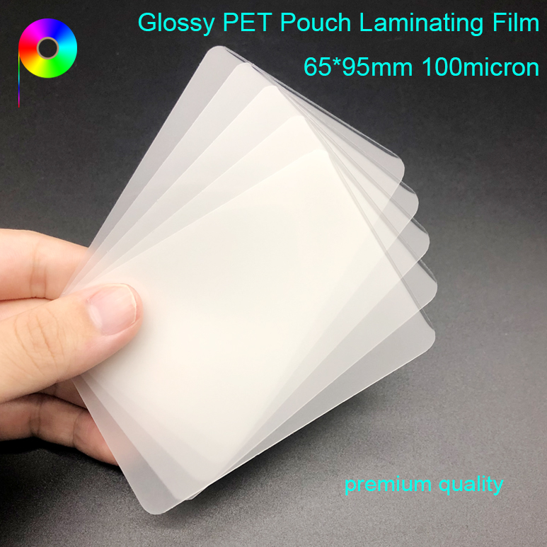 65*95mm 100micron 4mil Heat Sealed Transparent Glossy PET Pouch Laminating Film