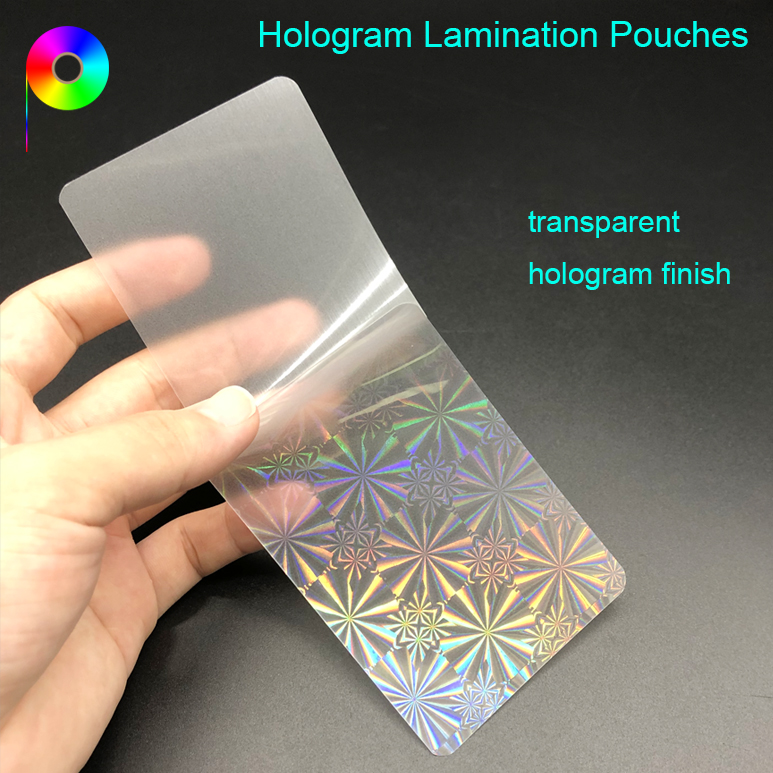 66*95mm Snowflake Pattern Plastic Heat-sealed Hologram Lamination Pouches for Cards Protection