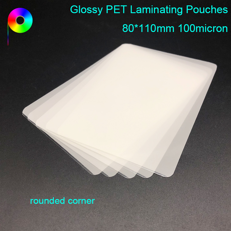 100micron 80*110mm Premium Quality Transparent Glossy PET Laminating Pouches