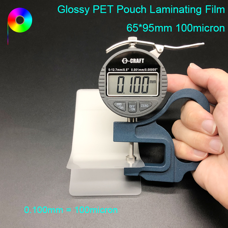 65*95mm 100micron 4mil Heat Sealed Transparent Glossy PET Pouch Laminating Film