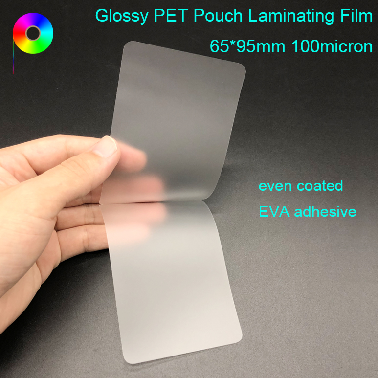 65*95mm 100micron 4mil Heat Sealed Transparent Glossy PET Pouch Laminating Film