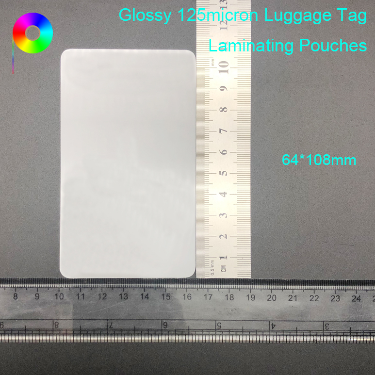 2 1/2" x 4 1/4" 64mm x 108mm 125micron Glossy Heat Seal Luggage Tag Laminating Pouches