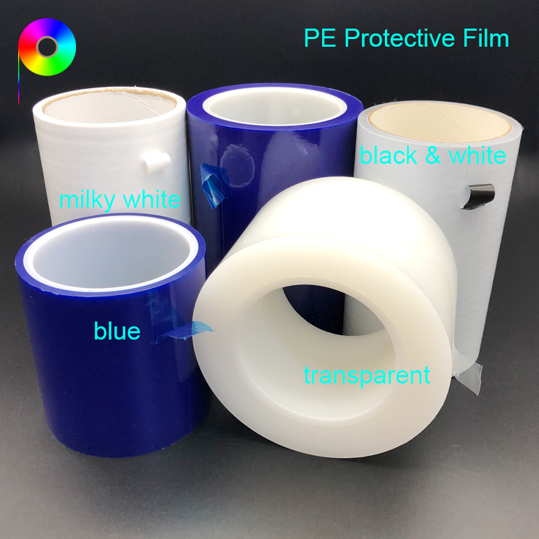 Transparent / Blue / Milky White / Black & White Color PE Protective Film