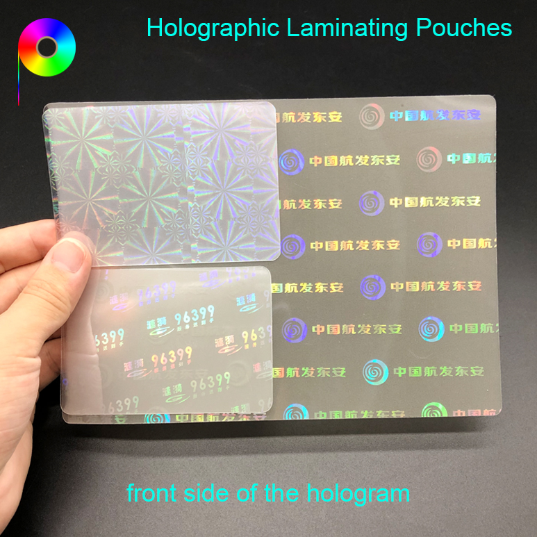 Generic / Custom Holographic Overlay Transparent Hologram Imprint Laminating Pouches China Supplier