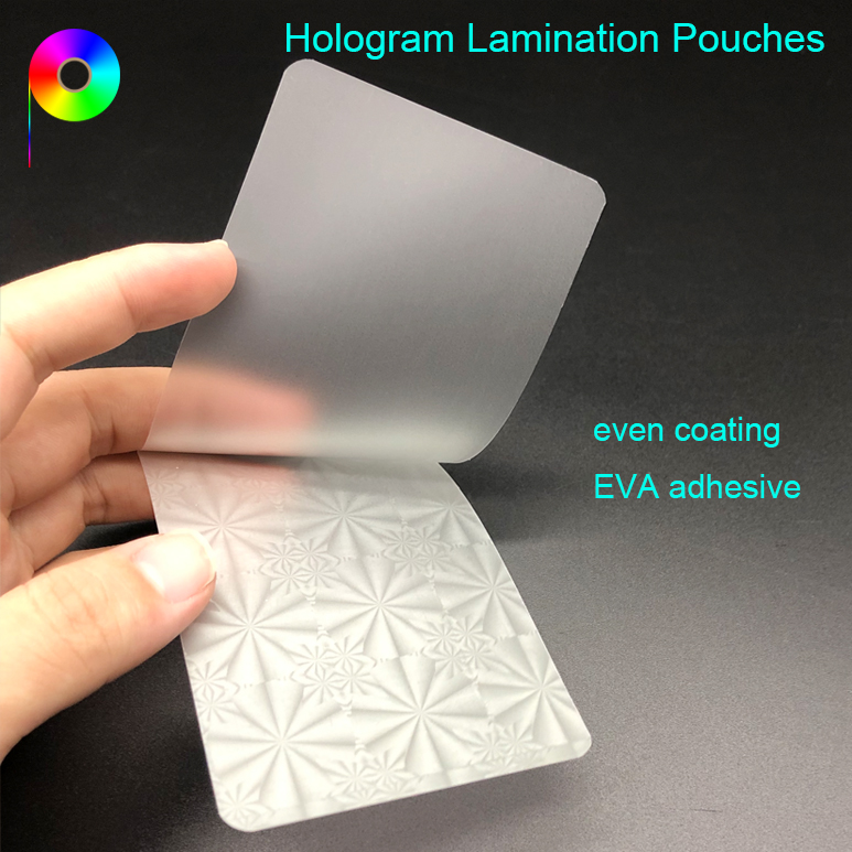 66*95mm Snowflake Pattern Plastic Heat-sealed Hologram Lamination Pouches for Cards Protection