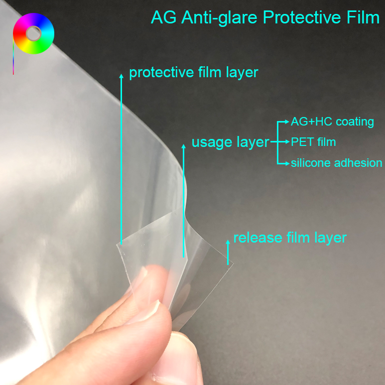 AG anti-glare protective film 345 micron 30% Haze 90% Transmittance Nano Treatment Anti-glare AG Protective Film for Display Screen