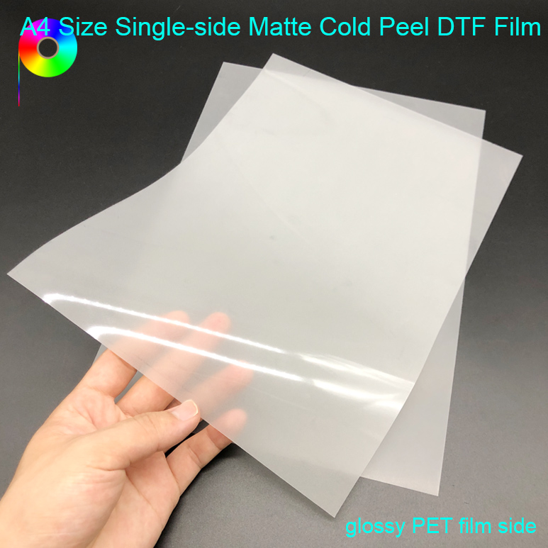 A4 Size Single-side Matte Cold Peel DTF Film for Textile Printing