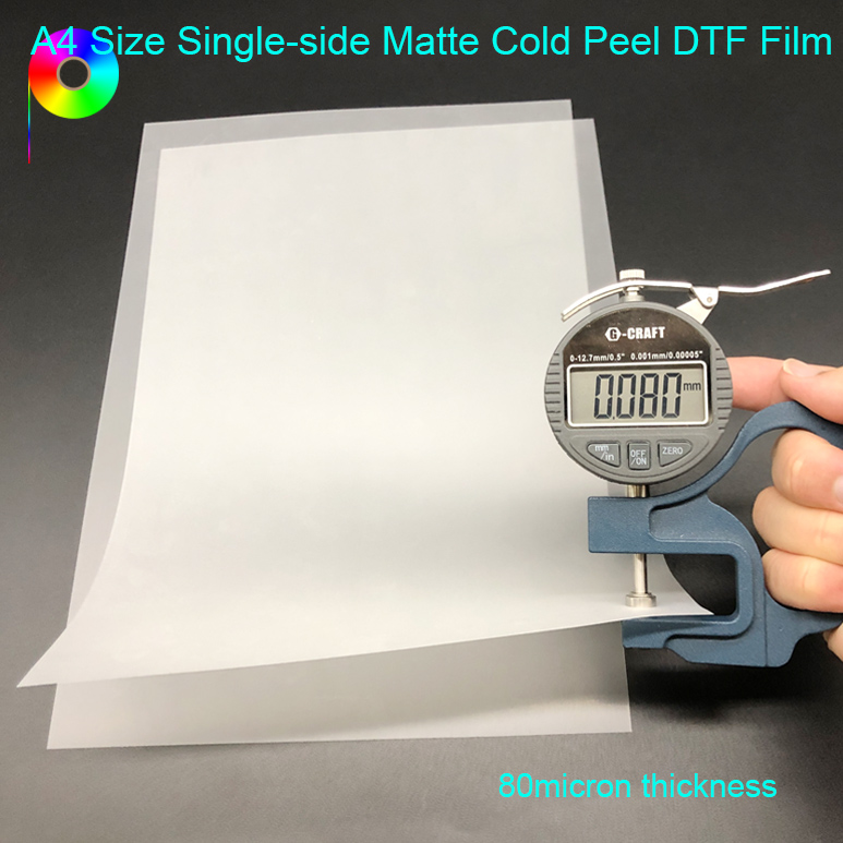 A4 Size Single-side Matte Cold Peel DTF Film for Textile Printing